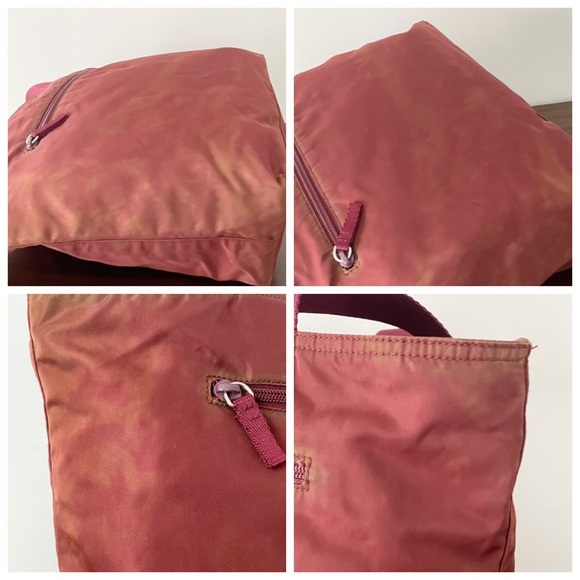 ❤️SOLD❤️Prada burgundy red Tessuto nylon triangle logo shoulder tote bag - Picture 6 of 11